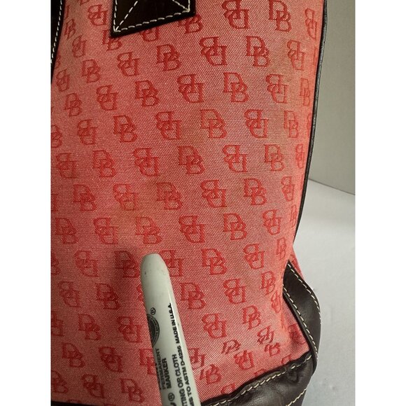 Dooney & Bourke Shoulder Bag Pink Red Canvas Sign. Logo Leather Trim Mean Girls - Picture 8 of 14